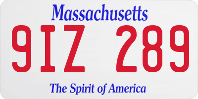 MA license plate 9IZ289