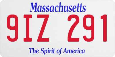 MA license plate 9IZ291