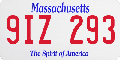MA license plate 9IZ293