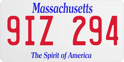 MA license plate 9IZ294