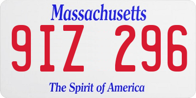 MA license plate 9IZ296