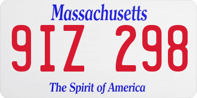MA license plate 9IZ298