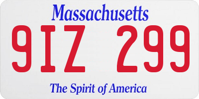 MA license plate 9IZ299