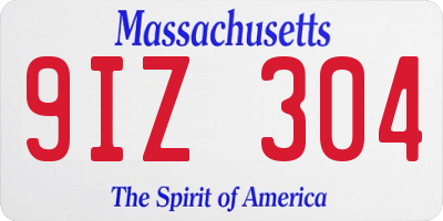MA license plate 9IZ304