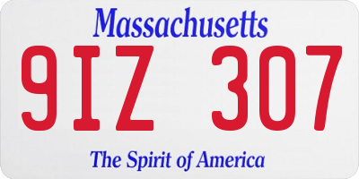 MA license plate 9IZ307