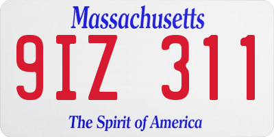MA license plate 9IZ311
