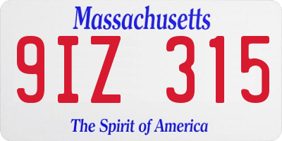 MA license plate 9IZ315