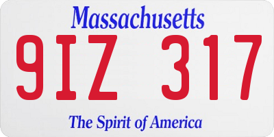 MA license plate 9IZ317