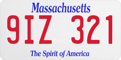MA license plate 9IZ321