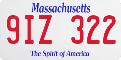 MA license plate 9IZ322