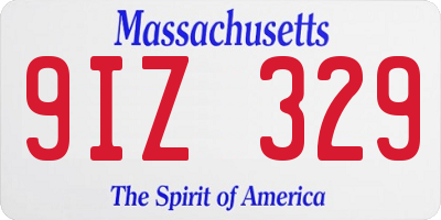 MA license plate 9IZ329