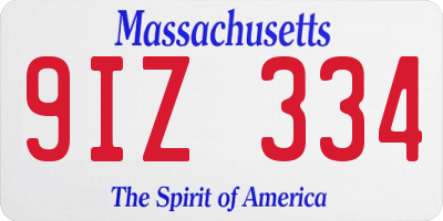 MA license plate 9IZ334