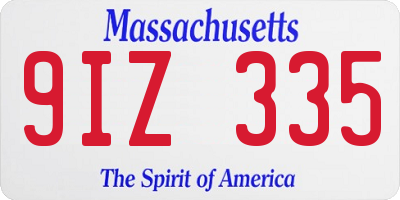 MA license plate 9IZ335