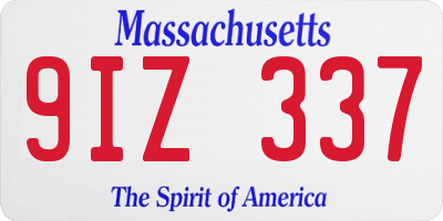 MA license plate 9IZ337