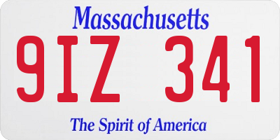 MA license plate 9IZ341