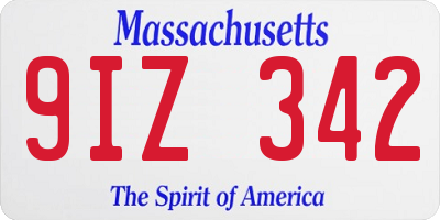 MA license plate 9IZ342