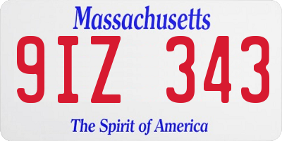 MA license plate 9IZ343