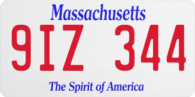 MA license plate 9IZ344
