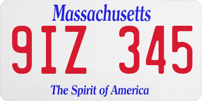 MA license plate 9IZ345