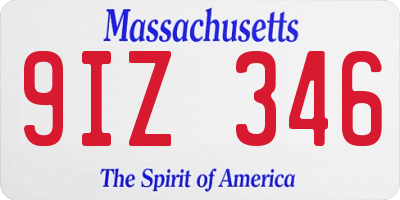 MA license plate 9IZ346