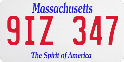 MA license plate 9IZ347