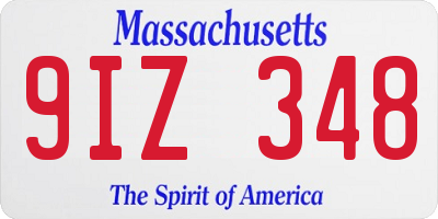 MA license plate 9IZ348