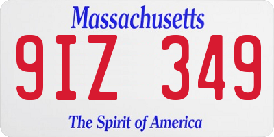 MA license plate 9IZ349
