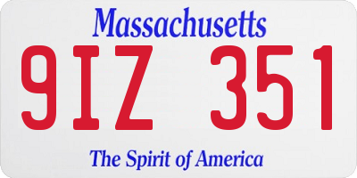 MA license plate 9IZ351