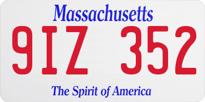 MA license plate 9IZ352