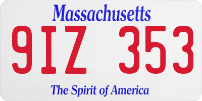 MA license plate 9IZ353
