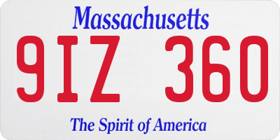 MA license plate 9IZ360