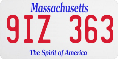 MA license plate 9IZ363