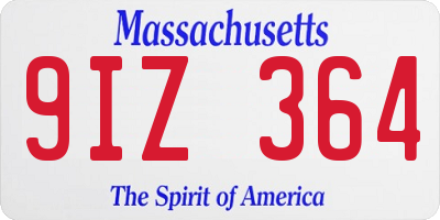 MA license plate 9IZ364