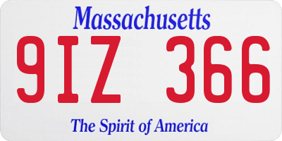 MA license plate 9IZ366
