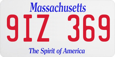 MA license plate 9IZ369