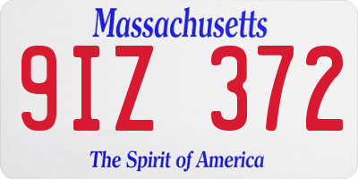 MA license plate 9IZ372