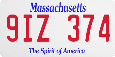 MA license plate 9IZ374