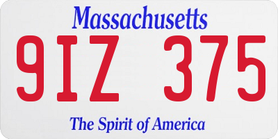 MA license plate 9IZ375