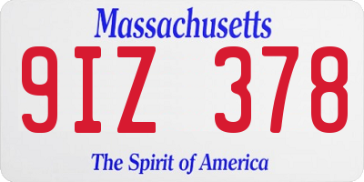 MA license plate 9IZ378