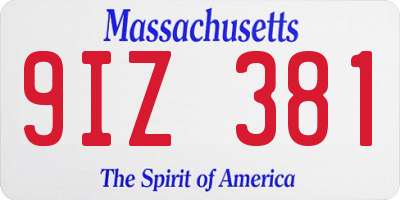 MA license plate 9IZ381