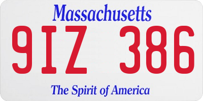 MA license plate 9IZ386