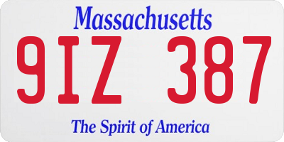 MA license plate 9IZ387