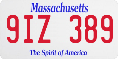 MA license plate 9IZ389