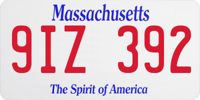 MA license plate 9IZ392