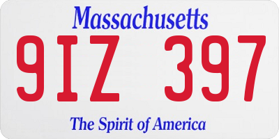 MA license plate 9IZ397