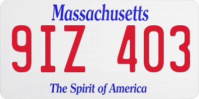 MA license plate 9IZ403