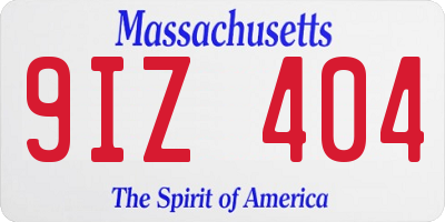 MA license plate 9IZ404