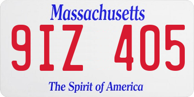 MA license plate 9IZ405