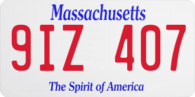 MA license plate 9IZ407