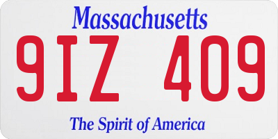 MA license plate 9IZ409